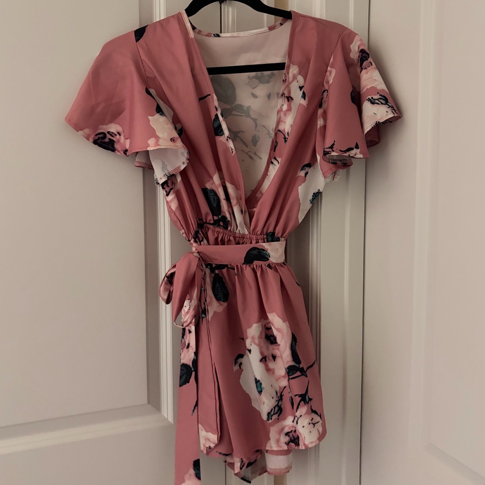 SHEIN Blush Pink Floral Romper